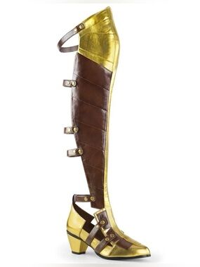 Funtasma Maiden 8830 Gold Brown Fantasy OTK Boots Size 8 Cosplay